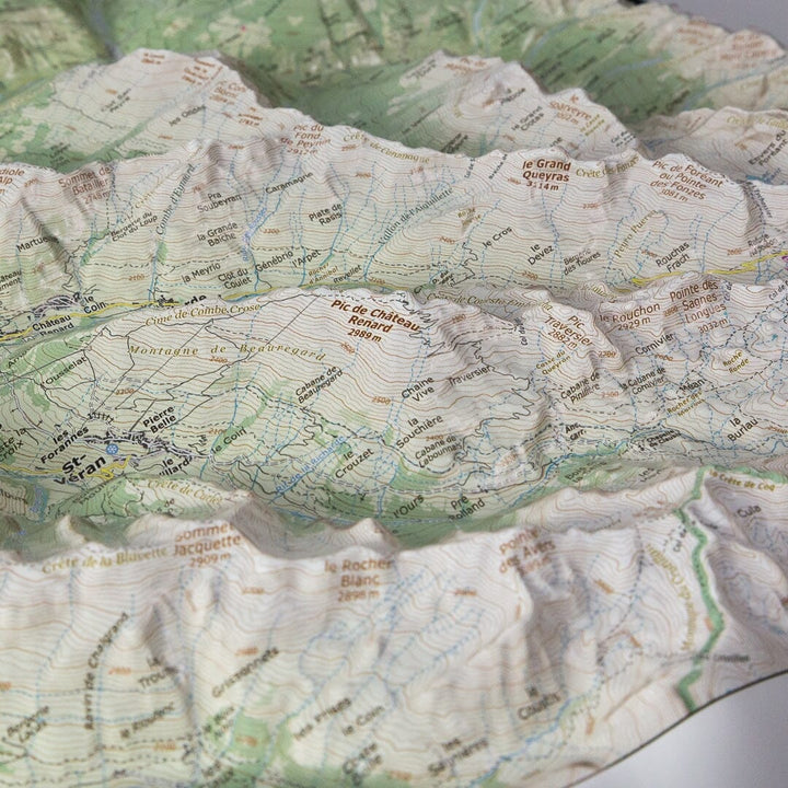 Carte en relief - Le Queyras - 70 x 50 x 7 cm | Dénivelés Editions carte en relief Dénivelés Editions 