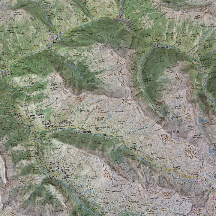 Carte en relief - Le Queyras - 70 x 50 x 7 cm | Dénivelés Editions carte en relief Dénivelés Editions 