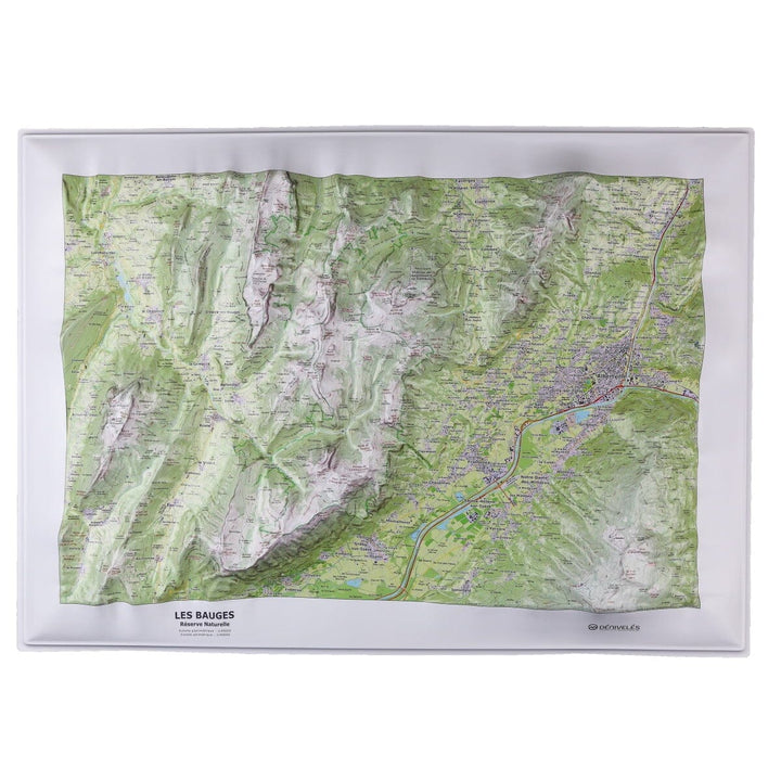 Carte en relief - Les Bauges (Réserve Naturelle) - 70 x 50 x 5,6 cm | Dénivelés Editions carte en relief Dénivelés Editions Default Title