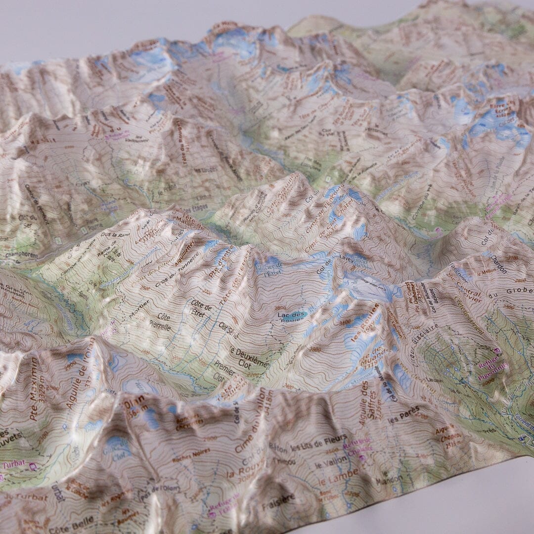 Carte en relief - Les Ecrins Nord - 70 x 50 x 7 cm | Dénivelés Editions carte en relief Dénivelés Editions 