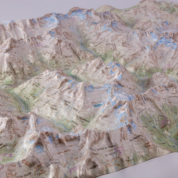 Carte en relief - Les Ecrins Nord - 70 x 50 x 7 cm | Dénivelés Editions carte en relief Dénivelés Editions 