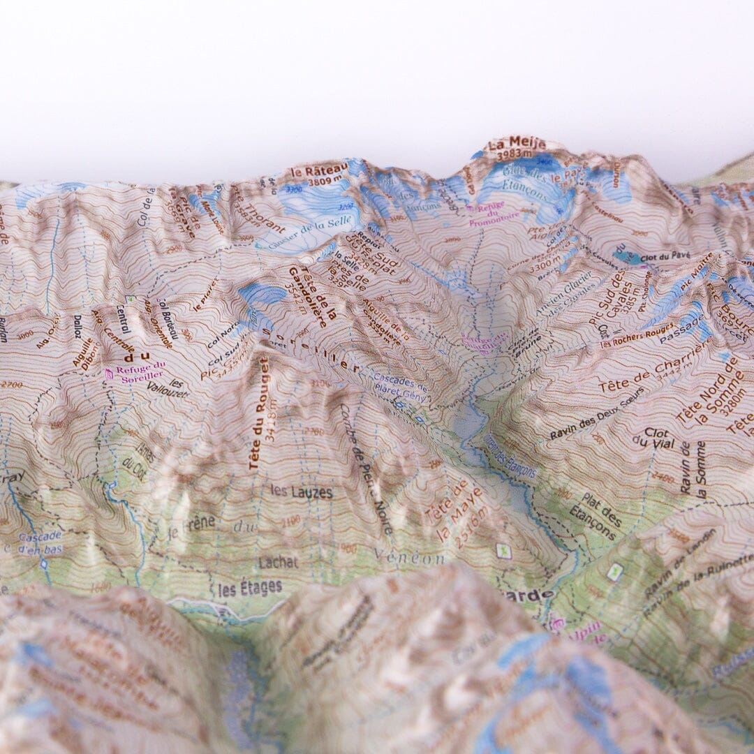 Carte en relief - Les Ecrins Nord - 70 x 50 x 7 cm | Dénivelés Editions carte en relief Dénivelés Editions 