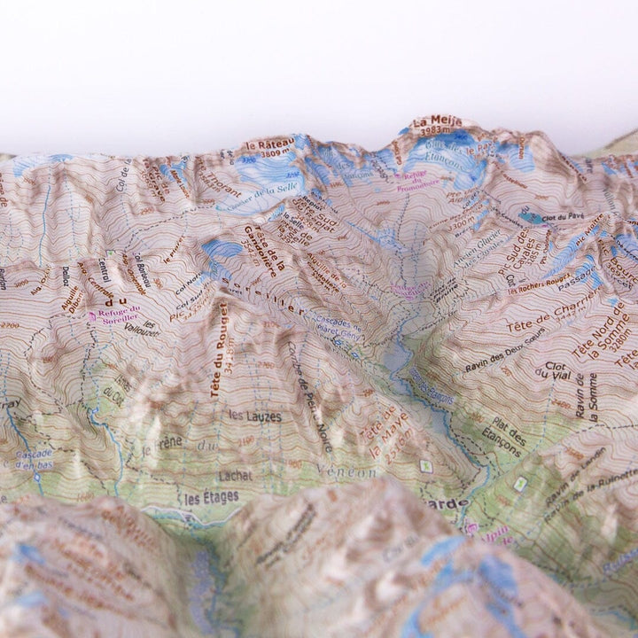 Carte en relief - Les Ecrins Nord - 70 x 50 x 7 cm | Dénivelés Editions carte en relief Dénivelés Editions 