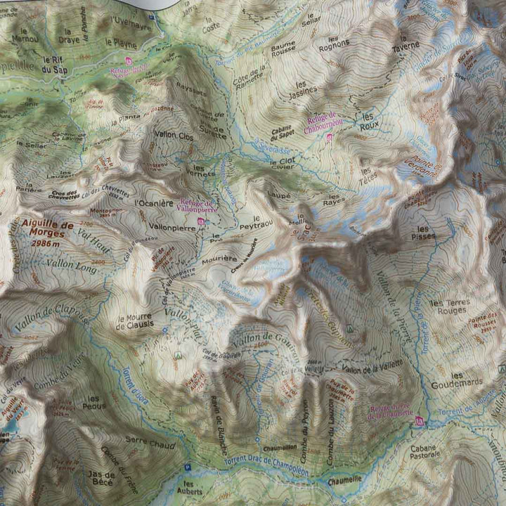 Carte en relief - Les Ecrins Sud - 70 x 50 x 5,6 cm | Dénivelés Editions carte en relief Dénivelés Editions 