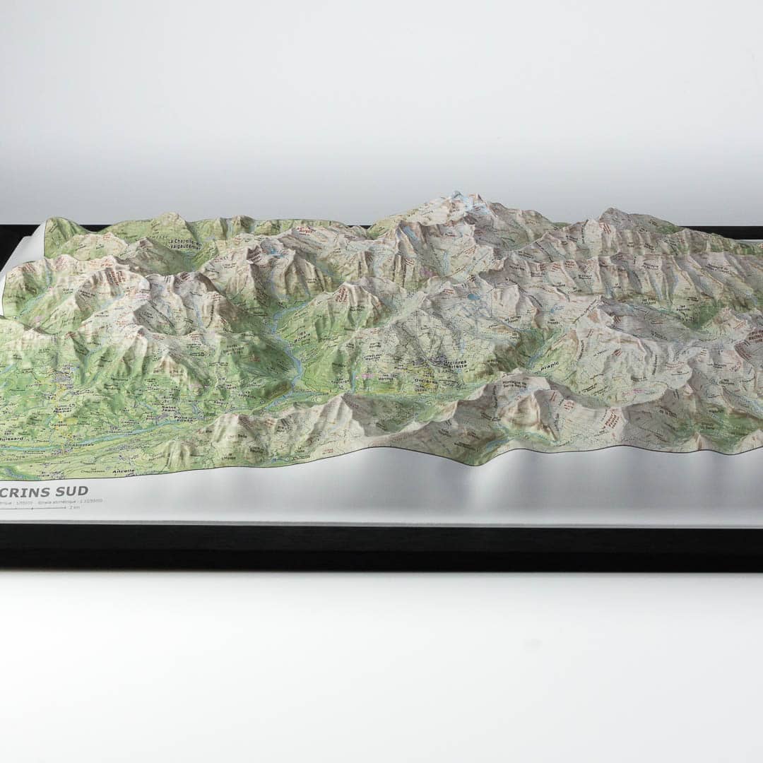 Carte en relief - Les Ecrins Sud - 70 x 50 x 5,6 cm | Dénivelés Editions carte en relief Dénivelés Editions 