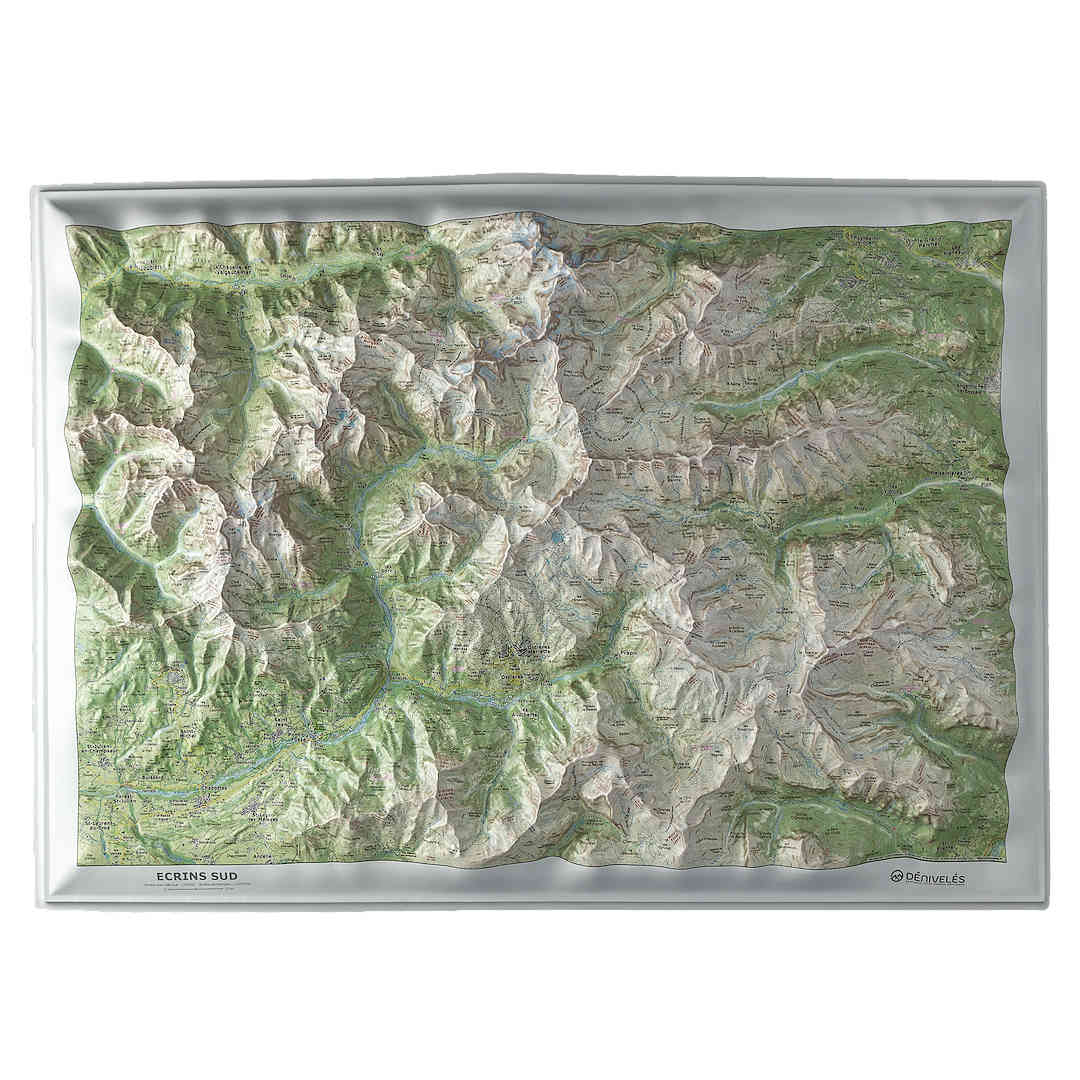 Carte en relief - Les Ecrins Sud - 70 x 50 x 5,6 cm | Dénivelés Editions carte en relief Dénivelés Editions Default Title