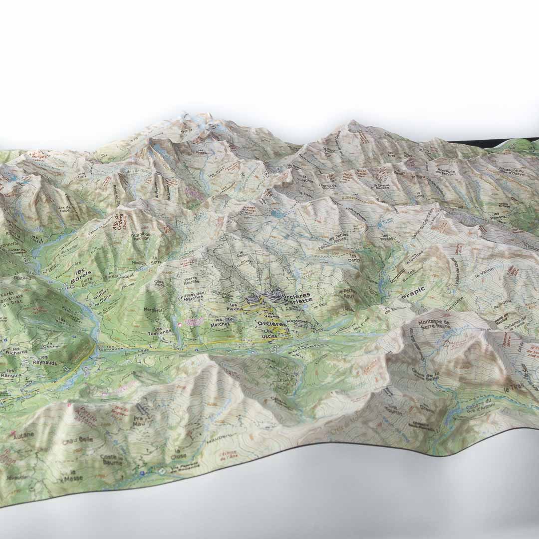 Carte en relief - Les Ecrins Sud - 70 x 50 x 5,6 cm | Dénivelés Editions carte en relief Dénivelés Editions 