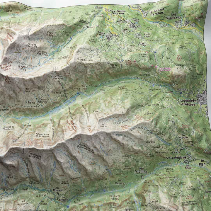 Carte en relief - Les Ecrins Sud - 70 x 50 x 5,6 cm | Dénivelés Editions carte en relief Dénivelés Editions 