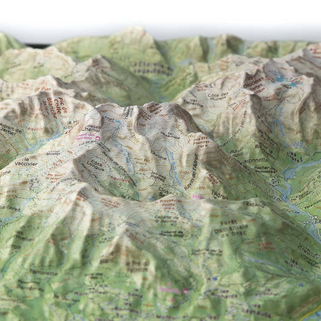Carte en relief - Les Ecrins Sud - 70 x 50 x 5,6 cm | Dénivelés Editions carte en relief Dénivelés Editions 