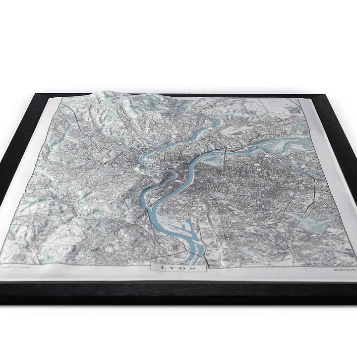 Carte en relief - Lyon, version Ocre - 70 x 50 x 4 cm | Dénivelés Editions carte en relief Dénivelés Editions 