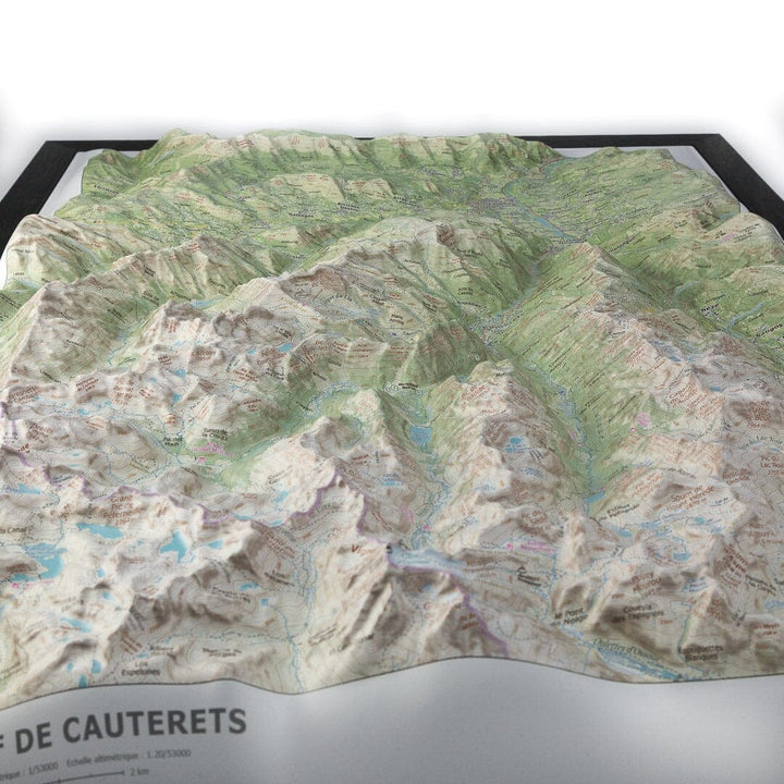 Carte en relief - Massif de Cauterets - 50 x 70 x 6,8 cm | Dénivelés Editions carte en relief Dénivelés Editions 