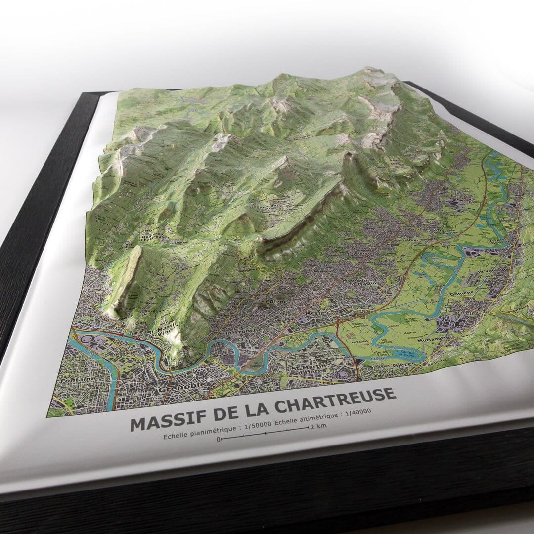 Carte en relief - Massif de la Chartreuse - 70 x 50 x 5 cm | Dénivelés Editions carte en relief Dénivelés Editions 