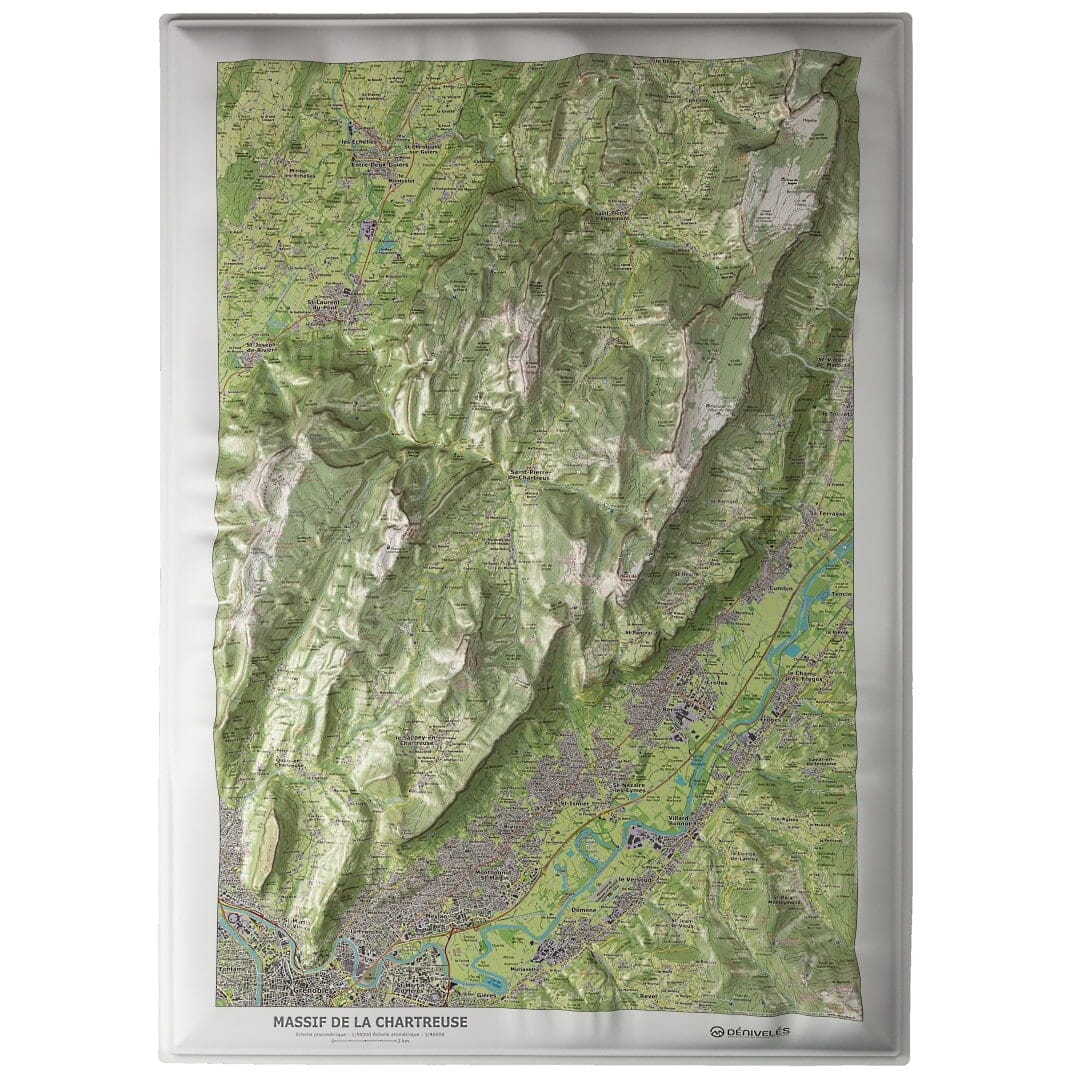 Carte en relief - Massif de la Chartreuse - 70 x 50 x 5 cm | Dénivelés Editions carte en relief Dénivelés Editions Default Title