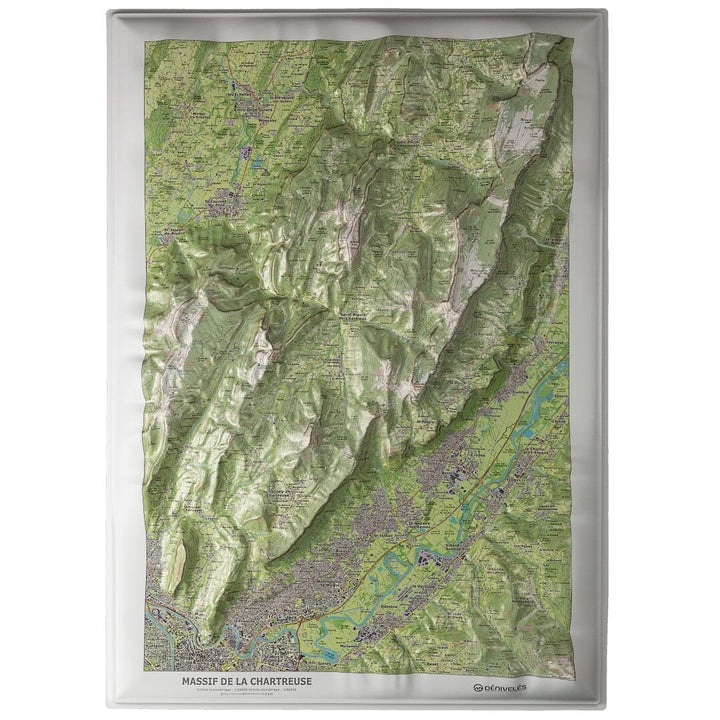 Carte en relief - Massif de la Chartreuse - 70 x 50 x 5 cm | Dénivelés Editions carte en relief Dénivelés Editions Default Title