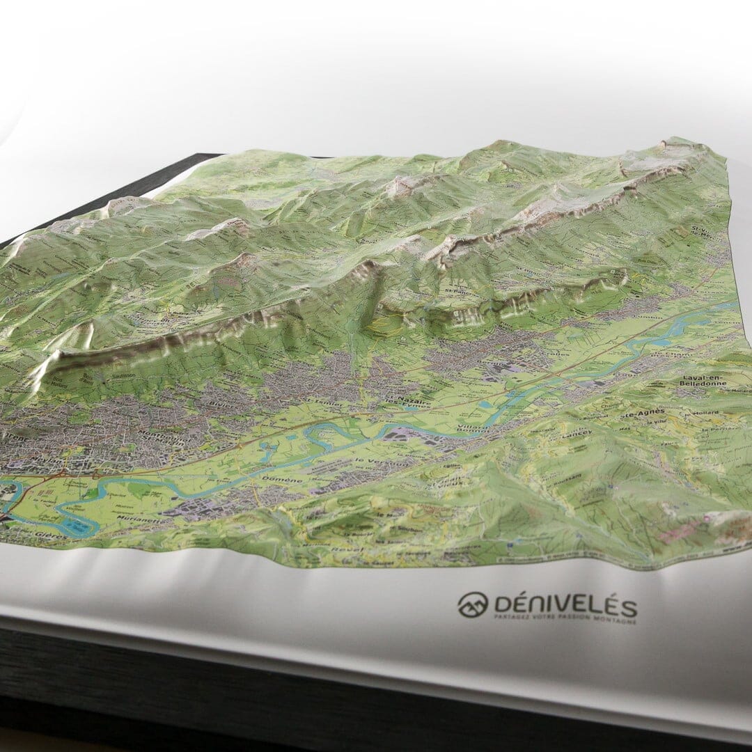 Carte en relief - Massif de la Chartreuse - 70 x 50 x 5 cm | Dénivelés Editions carte en relief Dénivelés Editions 