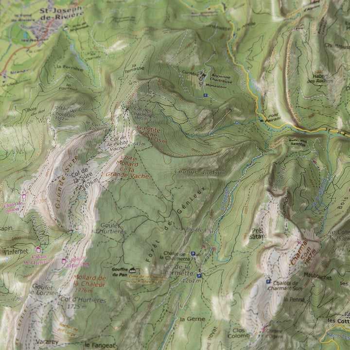 Carte en relief - Massif de la Chartreuse - 70 x 50 x 5 cm | Dénivelés Editions carte en relief Dénivelés Editions 