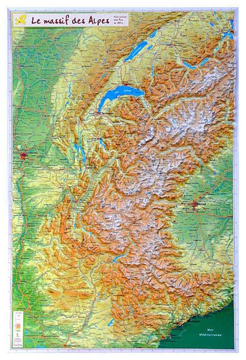 Carte en relief - Massif des Alpes - 62 x 42 cm | Relief Editions carte en relief Reliefs Editions Default Title