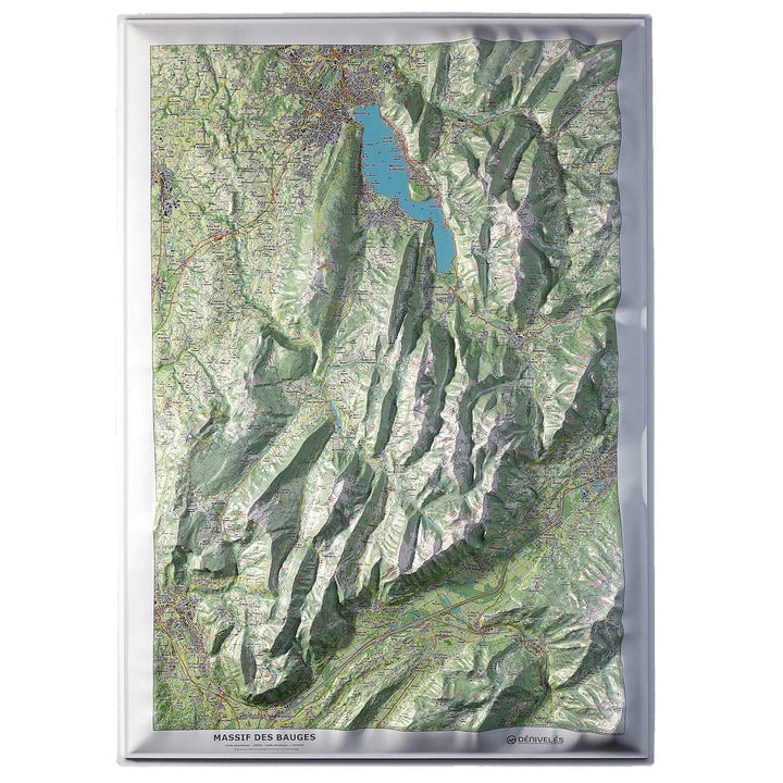Carte en relief - Massif des Bauges - 50 x 70 x 3,6 cm | Dénivelés Editions carte en relief Dénivelés Editions Default Title