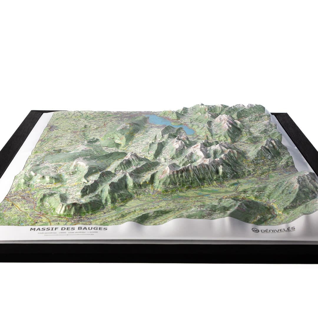 Carte en relief - Massif des Bauges - 50 x 70 x 3,6 cm | Dénivelés Editions carte en relief Dénivelés Editions 