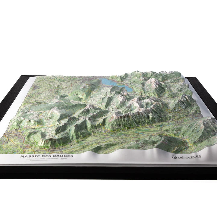 Carte en relief - Massif des Bauges - 50 x 70 x 3,6 cm | Dénivelés Editions carte en relief Dénivelés Editions 