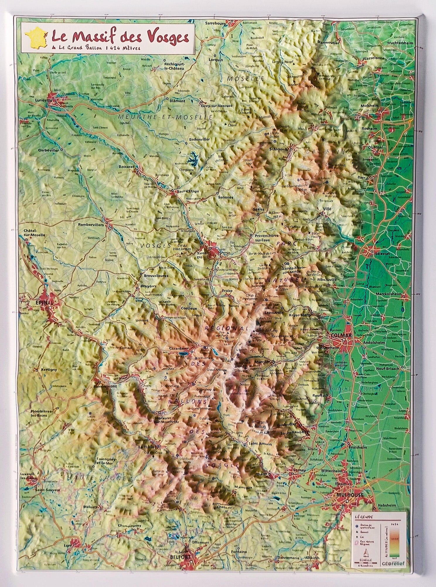 Carte en relief - Massif des Vosges - 42 X 31 cm | Relief Editions carte en relief Reliefs Editions