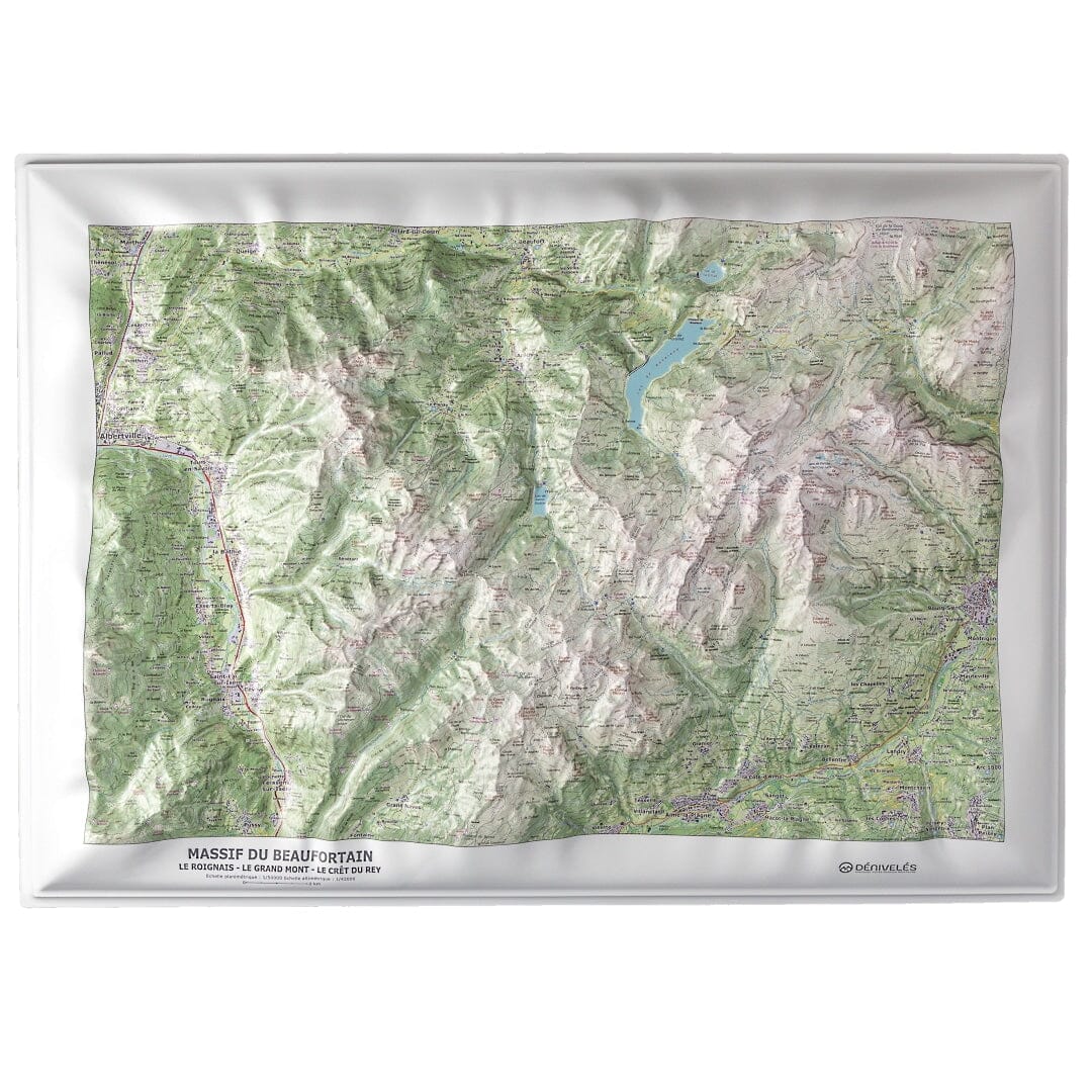 Carte en relief - Massif du Beaufortain- 70 x 50 x 5,7 cm | Dénivelés Editions carte en relief Dénivelés Editions Default Title