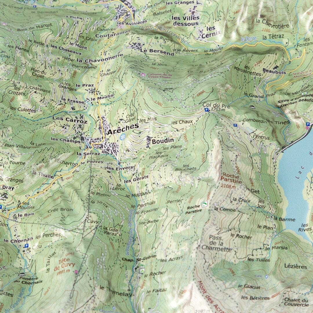 Carte en relief - Massif du Beaufortain- 70 x 50 x 5,7 cm | Dénivelés Editions carte en relief Dénivelés Editions 