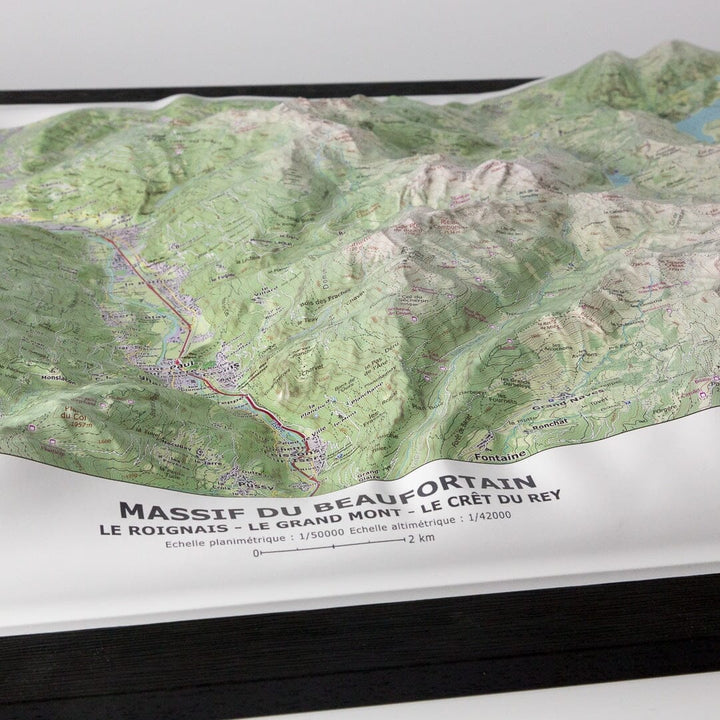 Carte en relief - Massif du Beaufortain- 70 x 50 x 5,7 cm | Dénivelés Editions carte en relief Dénivelés Editions 