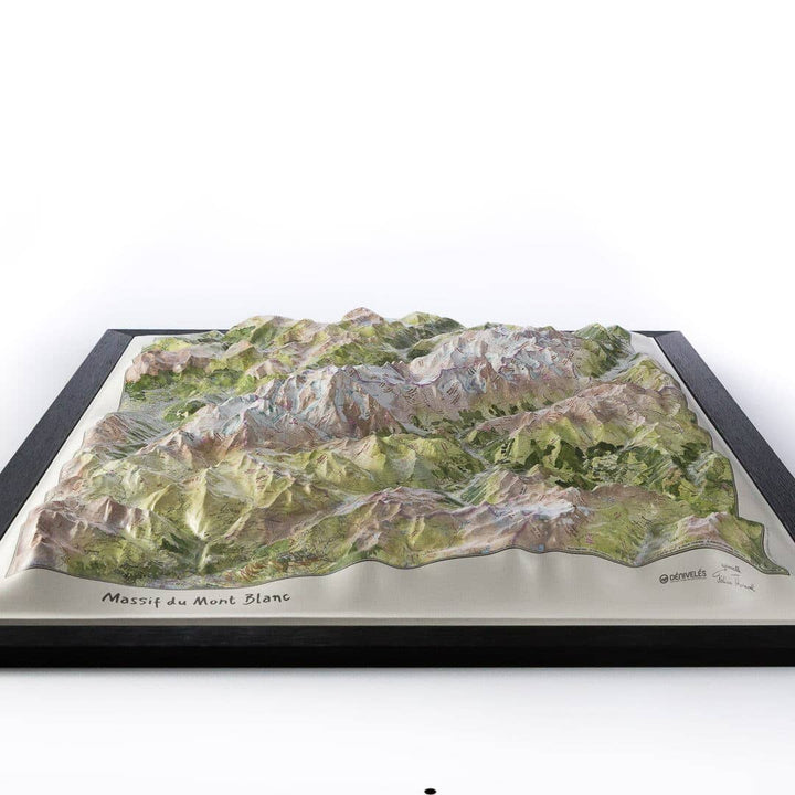 Carte en relief - Massif du Mont Blanc (Aquarellée) - 50 x 70 x 9 cm | Dénivelés Editions carte en relief Dénivelés Editions 