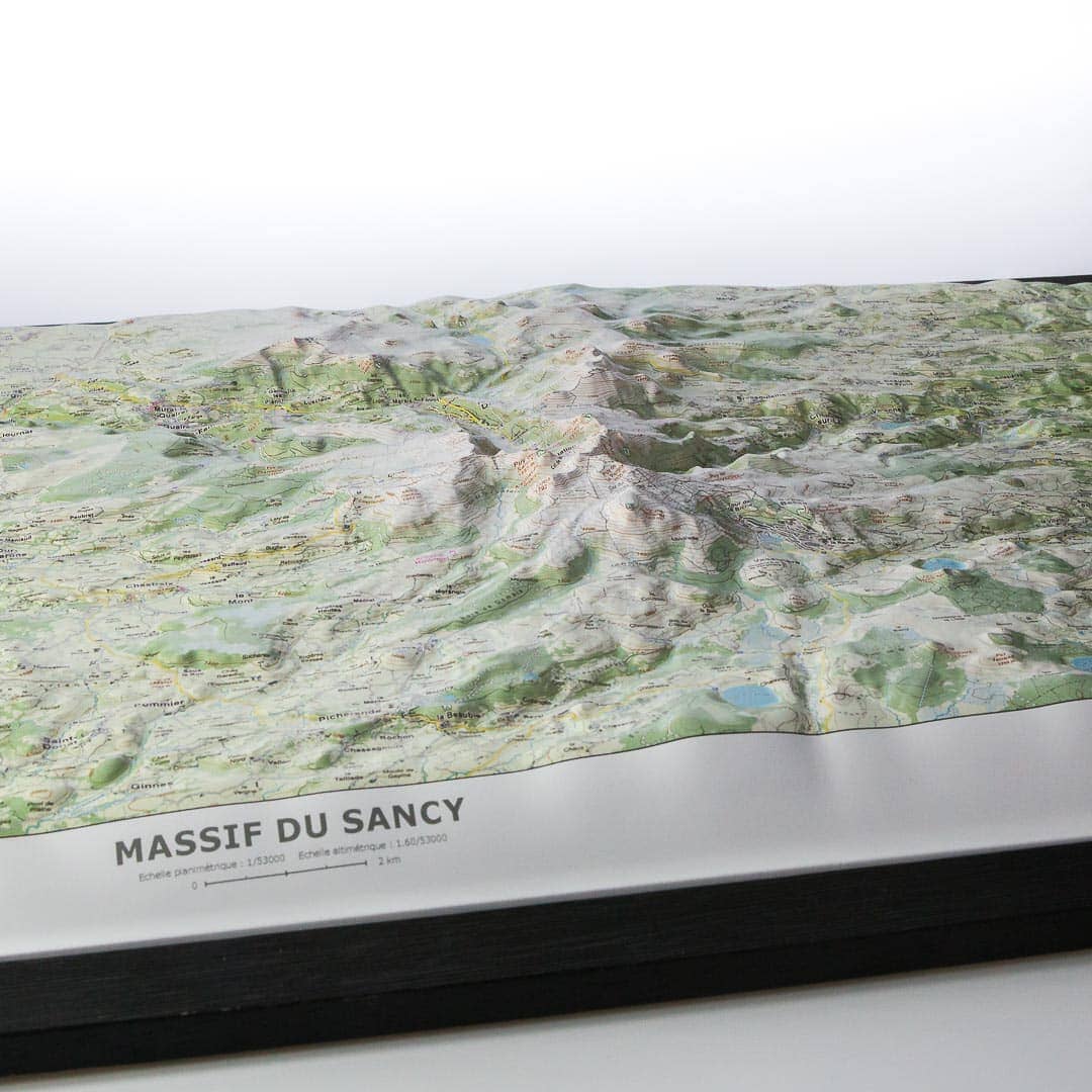 Carte en relief - Massif du Sancy (été) - 50 x 70 x 4 cm | Dénivelés Editions carte en relief Dénivelés Editions 