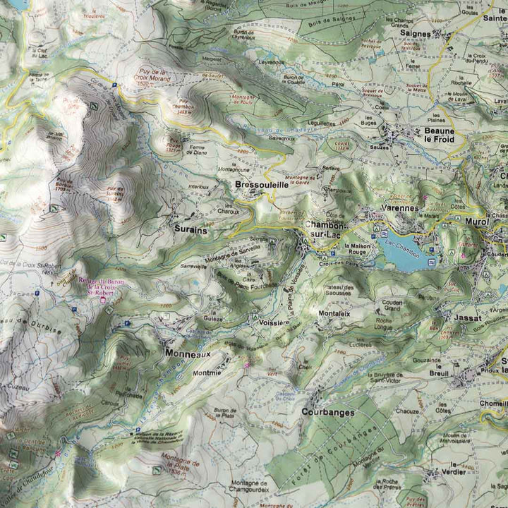 Carte en relief - Massif du Sancy (été) - 50 x 70 x 4 cm | Dénivelés Editions carte en relief Dénivelés Editions 