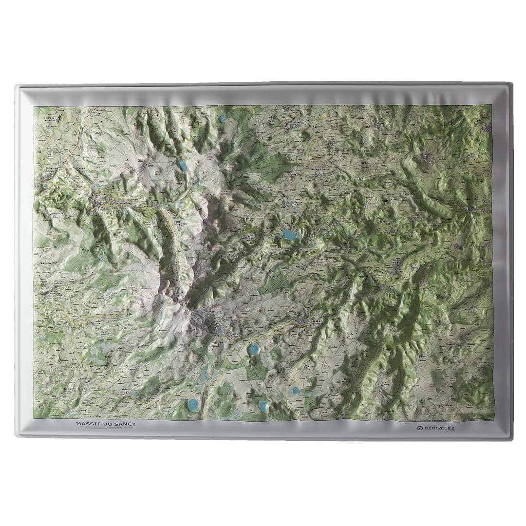 Carte en relief - Massif du Sancy (été) - 50 x 70 x 4 cm | Dénivelés Editions carte en relief Dénivelés Editions Default Title
