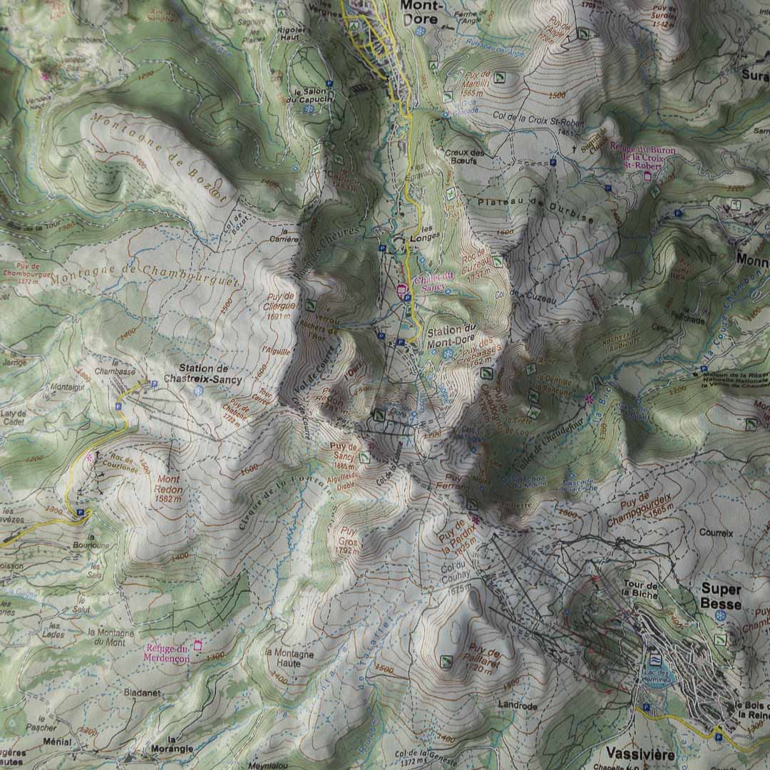 Carte en relief - Massif du Sancy (été) - 50 x 70 x 4 cm | Dénivelés Editions carte en relief Dénivelés Editions 