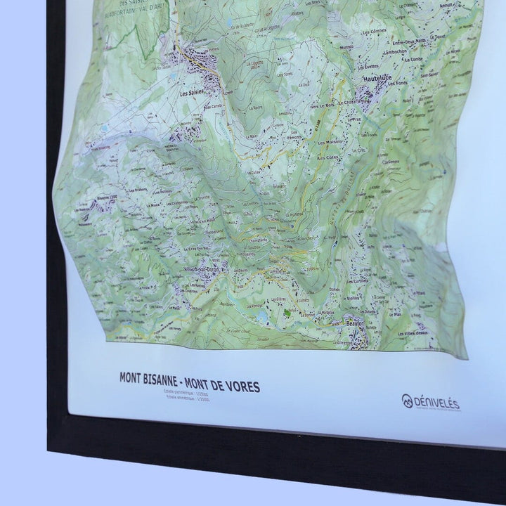 Carte en relief - Mont Bisanne, Mont de Vores (Les Saisies) - 70 x 50 x 8 cm | Dénivelés Editions carte en relief Dénivelés Editions 