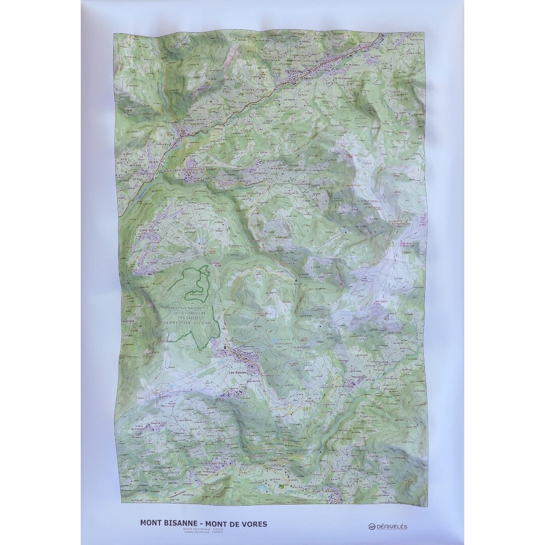 Carte en relief - Mont Bisanne, Mont de Vores (Les Saisies) - 70 x 50 x 8 cm | Dénivelés Editions carte en relief Dénivelés Editions Default Title