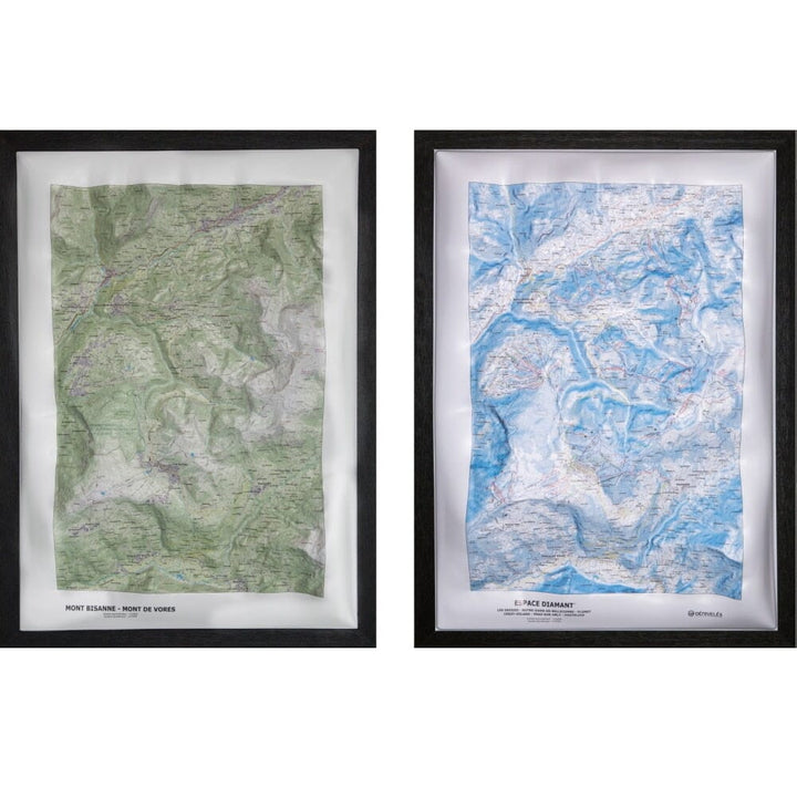 Carte en relief - Mont Bisanne, Mont de Vores (Les Saisies) - 70 x 50 x 8 cm | Dénivelés Editions carte en relief Dénivelés Editions 
