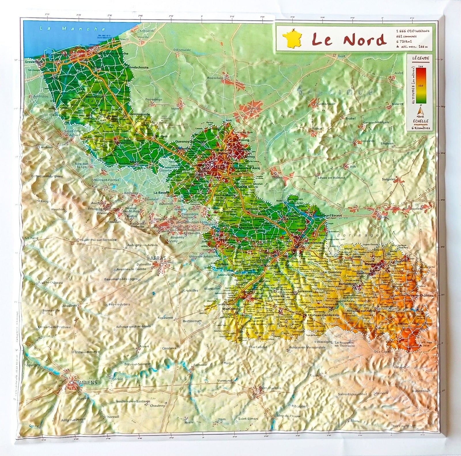Carte en relief - Nièvre - 31 x 31 cm | Relief Editions carte en relief Reliefs Editions