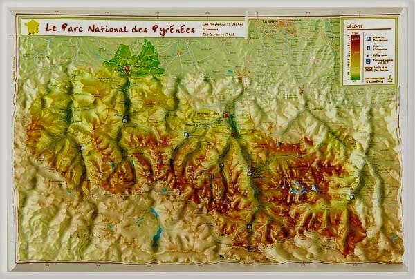 Carte en relief - Parc national des Pyrénées - 21 X 31 cm | Relief Editions carte en relief Reliefs Editions 