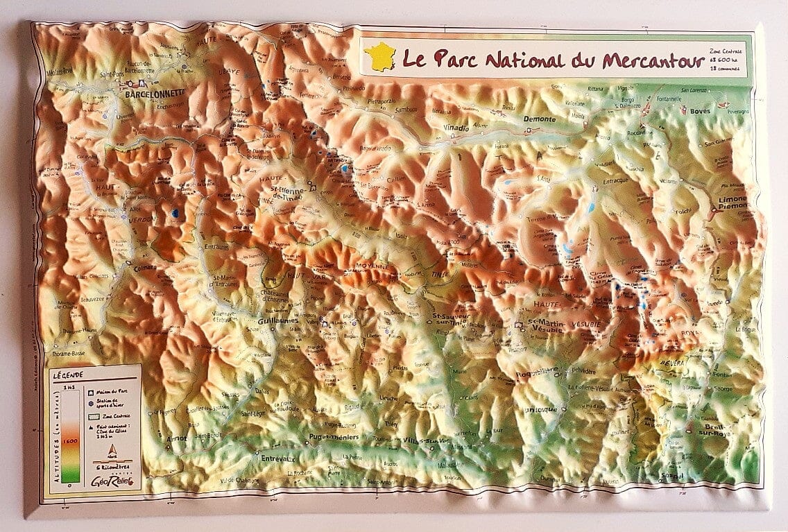 Carte en relief - Parc national du Mercantour - 21 X 31 cm | Relief Editions carte en relief Reliefs Editions 