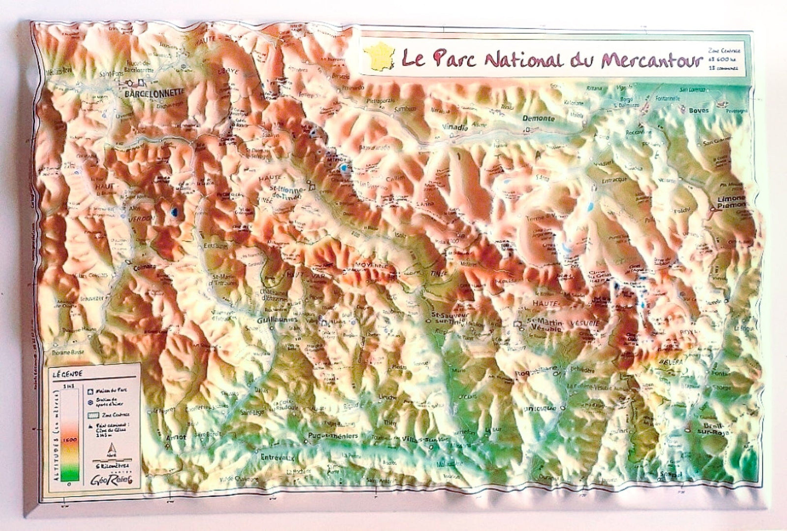 Carte en relief - Parc national du Mercantour - 21 X 31 cm | Relief Editions carte en relief Reliefs Editions