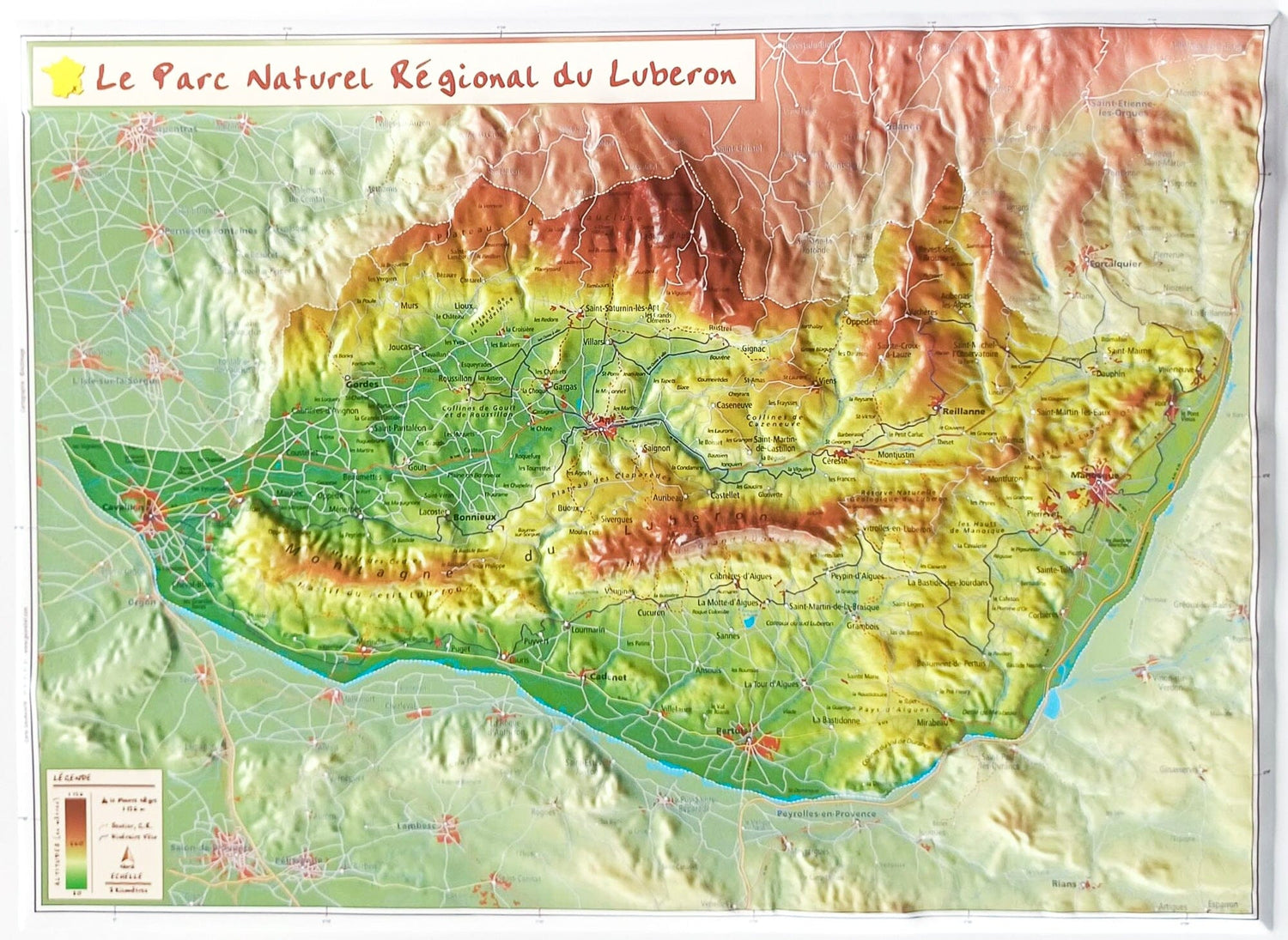 Carte en relief - Parc naturel régional du Luberon - 31 X 42 cm | Relief Editions carte en relief Reliefs Editions