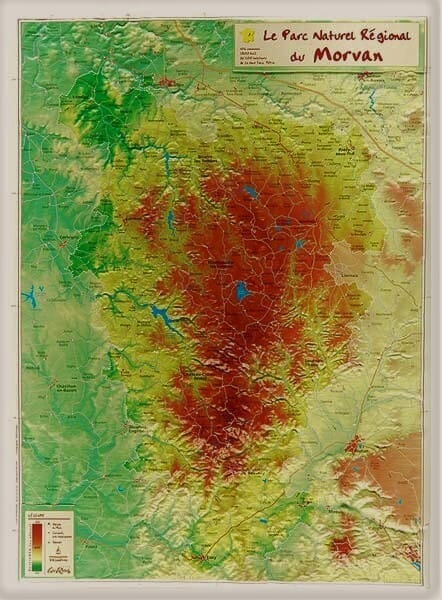 Carte en relief - Parc naturel régional du Morvan - 31 x 42 cm | Relief Editions carte en relief Reliefs Editions 