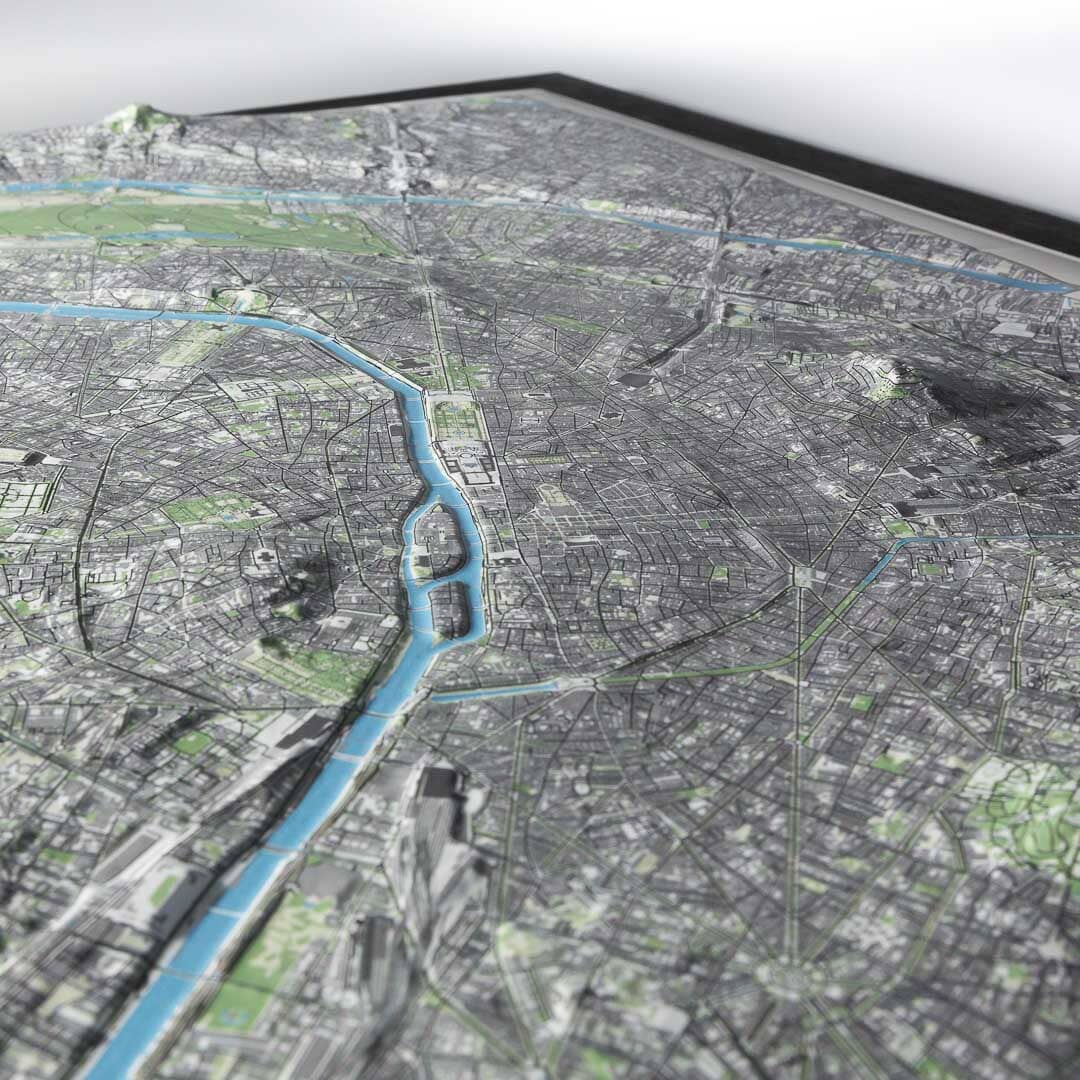 Carte en relief - Paris - 70 x 50 x 2 cm | Dénivelés Editions carte en relief Dénivelés Editions 