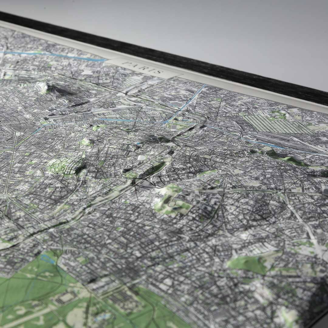 Carte en relief - Paris - 70 x 50 x 2 cm | Dénivelés Editions carte en relief Dénivelés Editions 