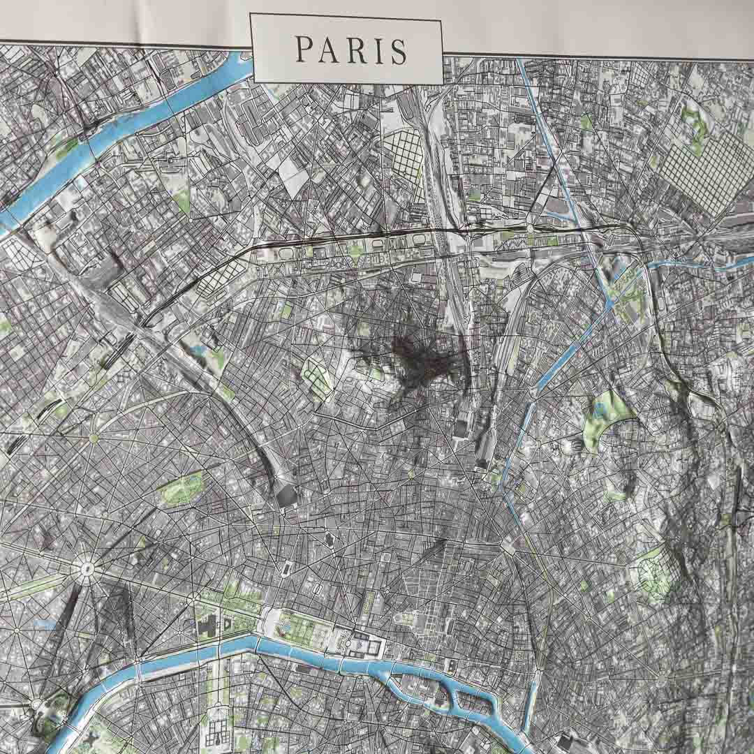 Carte en relief - Paris - 70 x 50 x 2 cm | Dénivelés Editions carte en relief Dénivelés Editions 