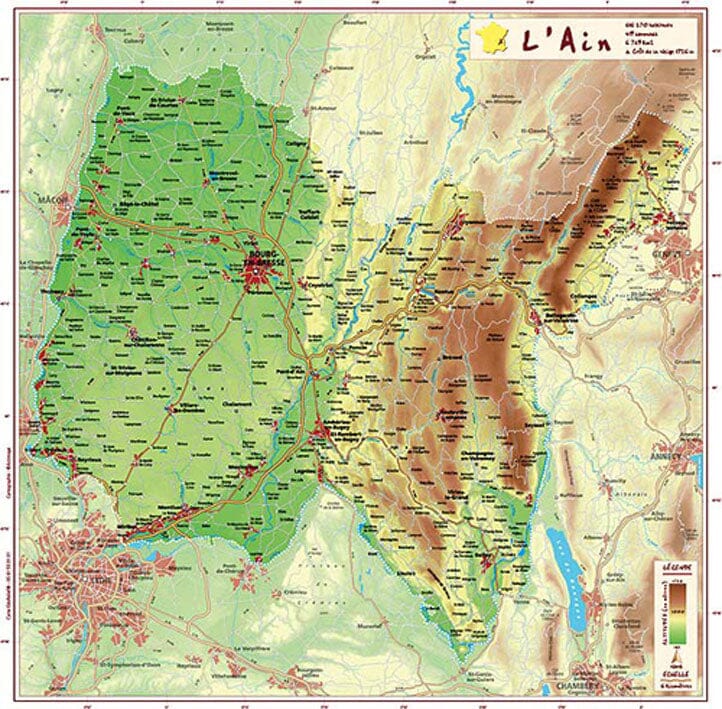 Carte en relief petit format - Ain - 31,7 X 31,9 cm carte relief petit format Reliefs Editions 