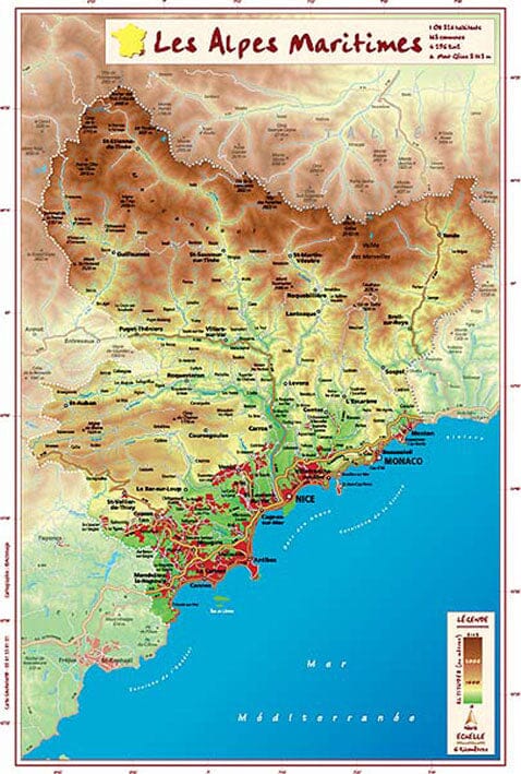 Carte en relief petit format - Alpes-Maritimes - 31 X 21 cm carte relief petit format Reliefs Editions 