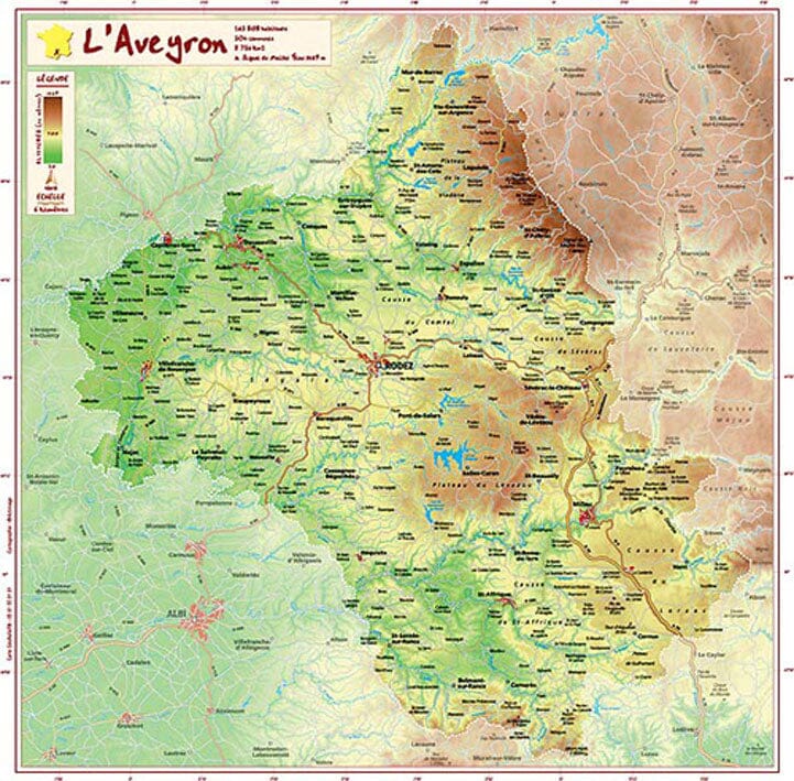 Carte en relief - Aveyron - 31 x 31 cm | Relief Editions carte en relief Reliefs Editions Default Title