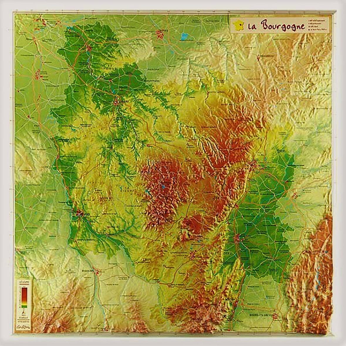 Carte en relief - Bourgogne - 42 X 42 cm | Relief Editions carte en relief Reliefs Editions Default Title