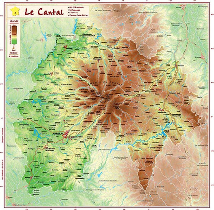 Carte en relief - Cantal - 31 X 31 cm | Relief Editions carte en relief Reliefs Editions Default Title
